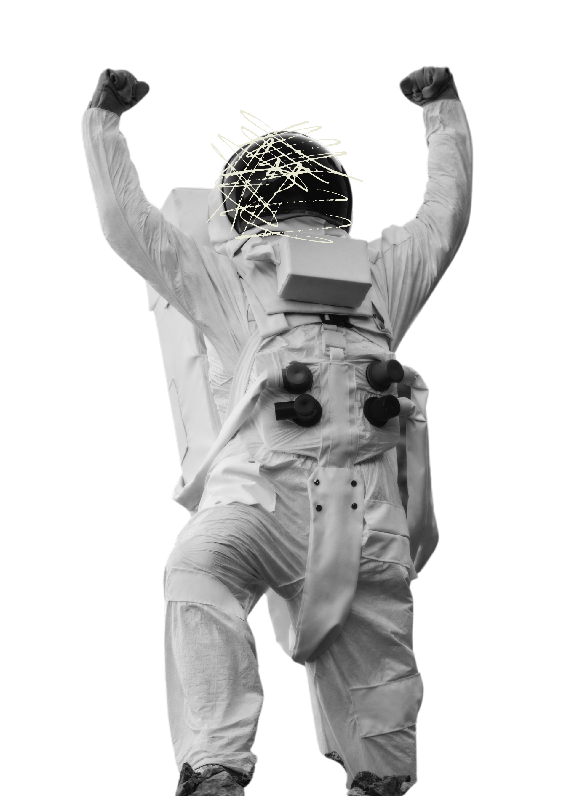Atlas — the LaunchPad astronaut, arms raised in triumph.
